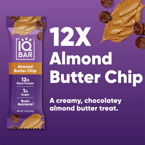 IQBAR Almond Butter Chip | Brain + Body Keto Protein Bars