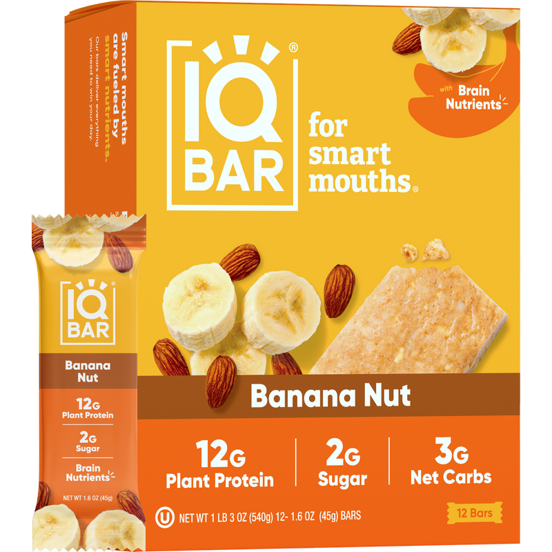 IQBAR Banana Nut | Brain + Body Keto Protein Bars