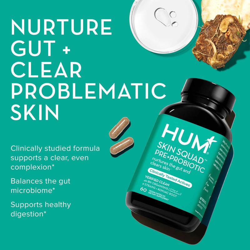 HUM Skin Squad Pre + Probiotic Capsules