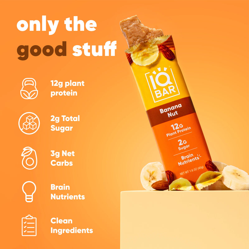 IQBAR Banana Nut | Brain + Body Keto Protein Bars